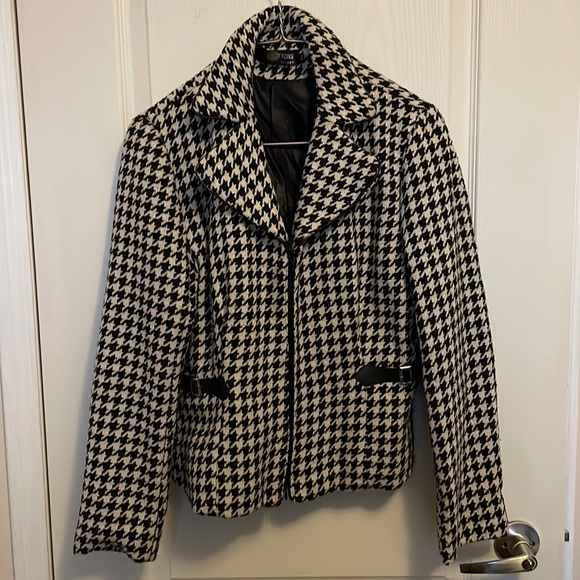 Wool Blend Jacket with Leather Trim - Picture 1 of 4